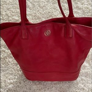 Large Tory Burch tote red leather bag